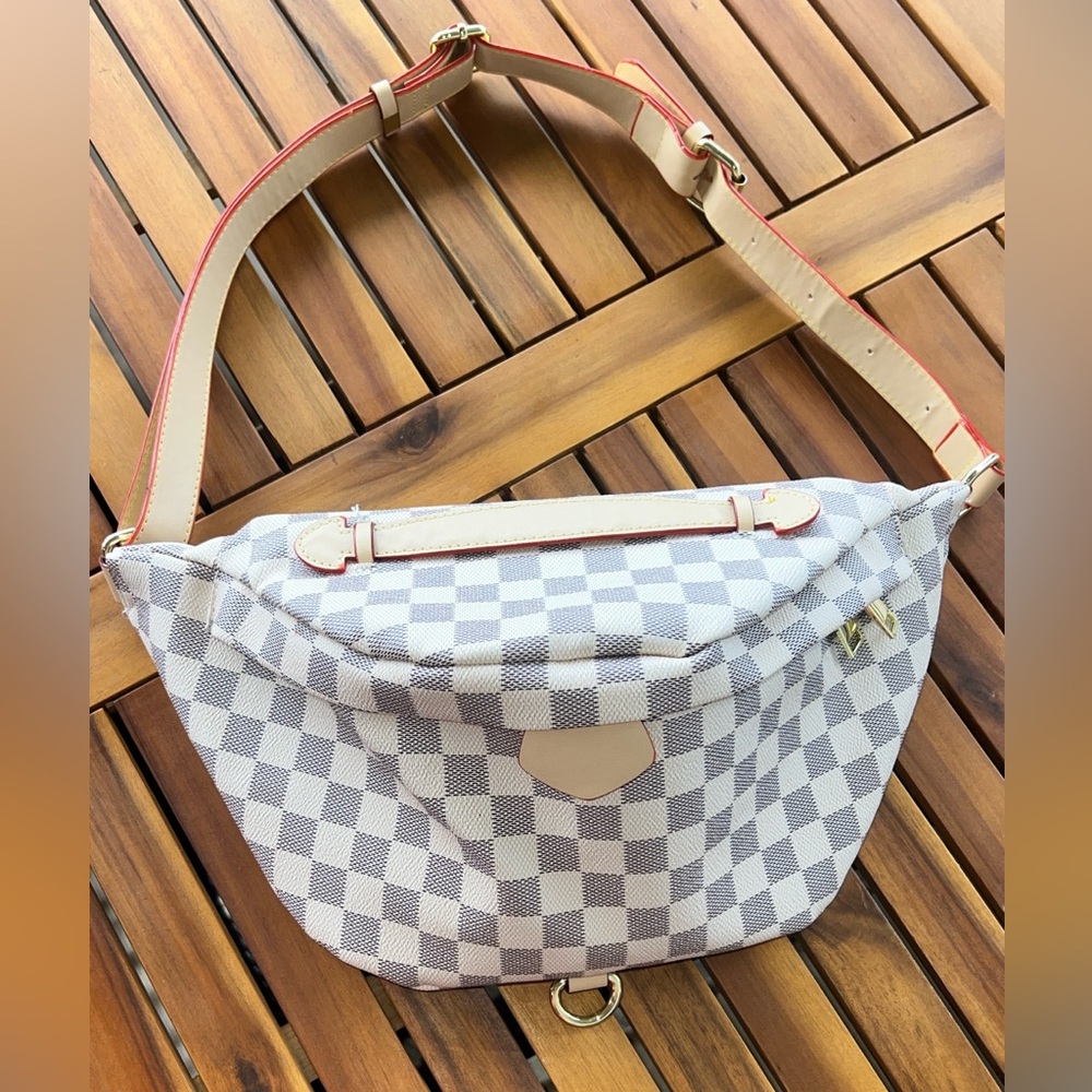 Tan checkered bum bag